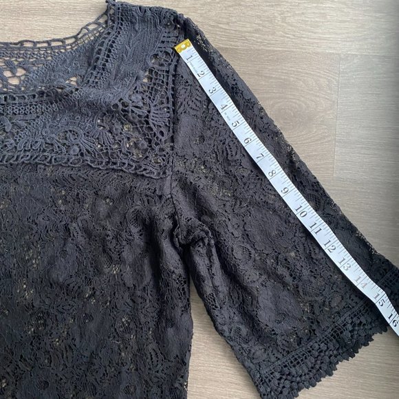 Spense Black Lace & Crochet Sheer Midi Dress/ Cover Up - Picture 6 of 8